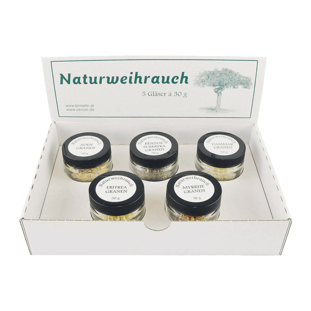 Naturweihrauch Benzoe Sumatra Granen im Glas á 30 g (1 Pack. = 5 Gläser)
